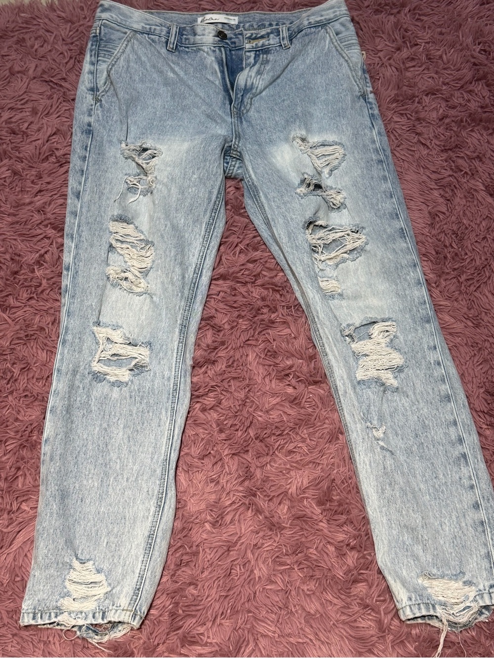 KanCan Light Blue Ripped Straight Leg Jeans